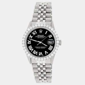 Rolex Custom Black 3.3CT Diamond Stainless Steel Datejust  Automatic Men's Wristwatch 36MM