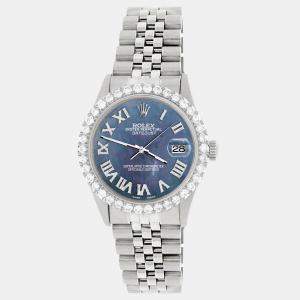 Rolex Custom Black 3.3CT Diamond Stainless Steel Datejust  Automatic Men's Wristwatch 36MM