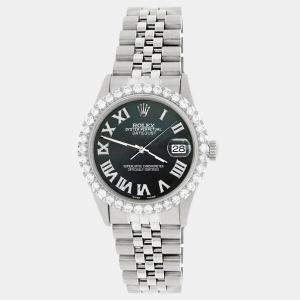 Rolex Custom Black MOP 3.3CT Diamond Stainless Steel Datejust  Automatic Men's Wristwatch 36MM