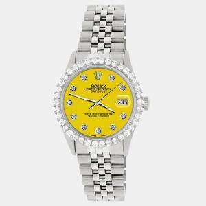 Rolex Custom Yellow 3.05CT Diamond Stainless Steel Datejust  Automatic Men's Wristwatch 36MM