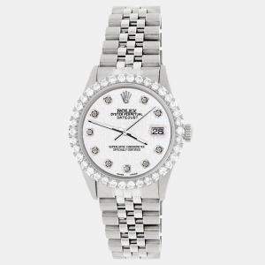 Rolex Custom White 3.05CT Diamond Stainless Steel Datejust  Automatic Men's Wristwatch 36MM