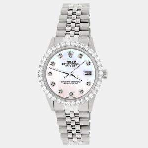 Rolex Custom White 3.05CT Diamond Stainless Steel Datejust  Automatic Men's Wristwatch 36MM