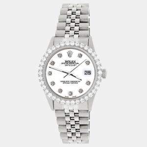 Rolex Custom White Pearl 3.05CT Diamond Stainless Steel Datejust  Automatic Men's Wristwatch 36MM