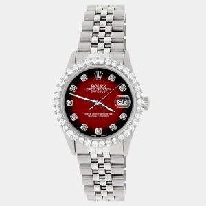 Rolex Custom Red 3.05CT Diamond Stainless Steel Datejust  Automatic Men's Wristwatch 36MM