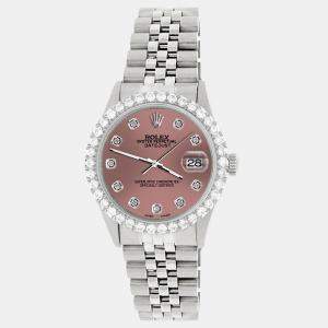 Rolex Custom Salmon 3.05CT Diamond Stainless Steel Datejust  Automatic Men's Wristwatch 36MM