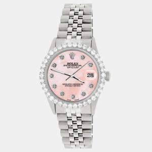 Rolex Custom Royal Pink 3.05CT Diamond Stainless Steel Datejust  Automatic Men's Wristwatch 36MM