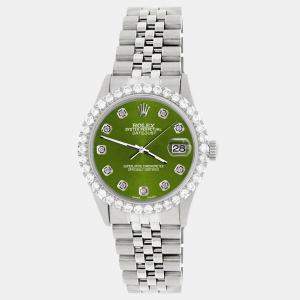 Rolex Custom Royal Green 3.05CT Diamond Stainless Steel Datejust  Automatic Men's Wristwatch 36MM