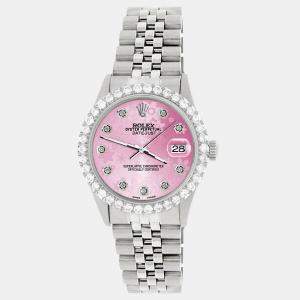 Rolex Custom Pink 3.05CT Diamond Stainless Steel Datejust  Automatic Men's Wristwatch 36MM