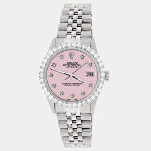 Rolex Custom Orchid Pink 3.05CT Diamond Stainless Steel Datejust  Automatic Men's Wristwatch 36MM