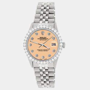 Rolex Custom Mustard 3.05CT Diamond Stainless Steel Datejust  Automatic Men's Wristwatch 36MM