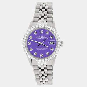Rolex Custom Lavender 3.05CT Diamond Stainless Steel Datejust  Automatic Men's Wristwatch 36MM