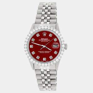 Rolex Custom Imperial Red 3.05CT Diamond Stainless Steel Datejust  Automatic Men's Wristwatch 36MM
