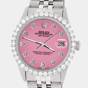 Rolex Custom Hot Pink 3.05CT Diamond Stainless Steel Datejust  Automatic Men's Wristwatch 36MM