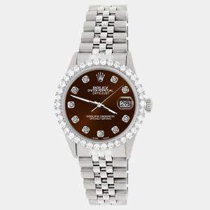 Rolex Custom Chocolate 3.05CT Diamond Stainless Steel Datejust  Automatic Men's Wristwatch 36MM