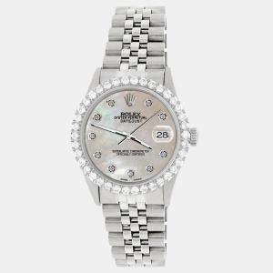 Rolex Custom Champagne MOP 3.05CT Diamond Stainless Steel Datejust  Automatic Men's Wristwatch 36MM