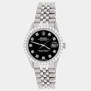 Rolex Custom Black 3.05CT Diamond Stainless Steel Datejust  Automatic Men's Wristwatch 36MM