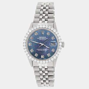 Rolex Custom Black 3.05CT Diamond Stainless Steel Datejust  Automatic Men's Wristwatch 36MM