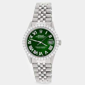 Rolex Custom Green MOP 3.3CT Diamond Stainless Steel Datejust  Automatic Men's Wristwatch 36MM