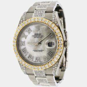 Rolex Custom  9.9CT Diamond Stainless Steel Datejust II 116300 Automatic Men's Wristwatch 41mm