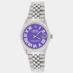 Rolex Custom Lavender Diamond Stainless Steel Datejust  Automatic Men's Wristwatch 36MM