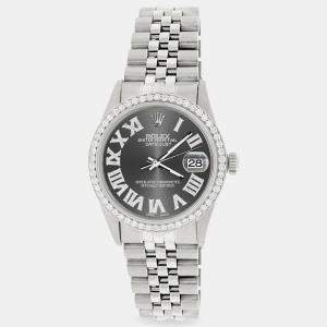 Rolex Custom Grey Diamond Stainless Steel Datejust  Automatic Men's Wristwatch 36MM