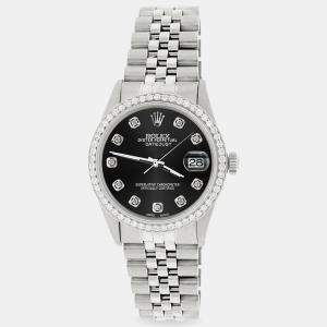 Rolex Custom Black 1.1CT Diamond Stainless Steel Datejust  Automatic Men's Wristwatch 36mm