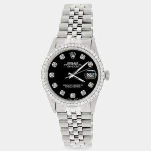 Rolex Custom Black 1.1CT Diamond Stainless Steel Datejust  Automatic Men's Wristwatch 36mm