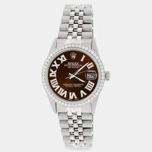 Rolex Custom Chocolate Diamond Stainless Steel Datejust  Automatic Men's Wristwatch 36MM