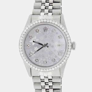 Rolex Custom  Diamond Stainless Steel Datejust  Automatic Men's Wristwatch 36MM