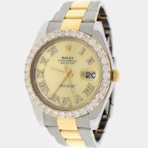 Rolex Customised Champagne 4.35CT Diamond 18K Yellow Gold Stainless Steel Datejust II 116333 Automatic Men's Wristwatch 41mm