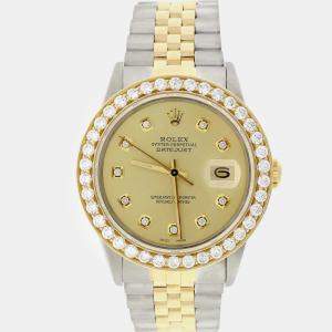 Rolex Customised  Diamond 18K Yellow Gold Stainless Steel Datejust  Automatic Men's Wristwatch 36MM