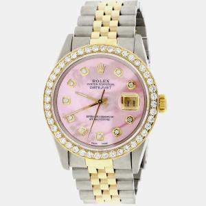 Rolex Customised  MOP Diamond 18K Yellow Gold Stainless Steel Datejust  Automatic Men's Wristwatch 36MM