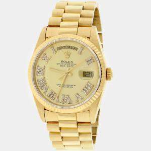 Rolex Customised Champagne Diamond 18K Yellow Gold Day-Date  Automatic Men's Wristwatch 36MM