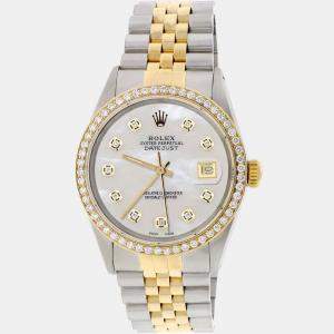 Rolex Customised  MOP Diamond 18K Yellow Gold Stainless Steel Datejust  Automatic Men's Wristwatch 36mm