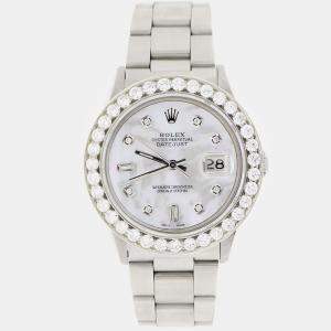 Rolex Customised  MOP 3.65CT Diamond Stainless Steel Datejust  Automatic Men's Wristwatch 36MM