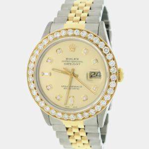 Rolex Customised  2.70CT Diamond 18K Yellow Gold Stainless Steel Datejust  Automatic Men's Wristwatch 36mm