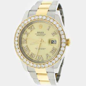 Rolex Customised  4.0CT Diamond 18K Yellow Gold Stainless Steel Datejust II 116333 Automatic Men's Wristwatch 41MM