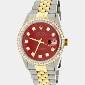 Rolex Customised Imperial Red Diamond 18K Yellow Gold Stainless Steel Datejust  Automatic Men's Wristwatch 36mm