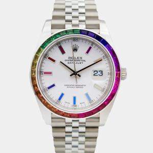 Rolex Customised White Diamond Stainless Steel Datejust 126300 Automatic Men's Wristwatch 41mm