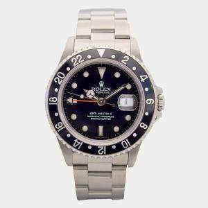 Rolex Black Stainless Steel GMT-Master II 16710 Automatic Men's Wristwatch 40mm