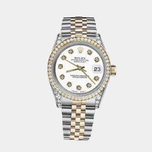 Rolex Customised White Diamond 18K Yellow Gold Stainless Steel Datejust 16013 Automatic Men's Wristwatch 36mm