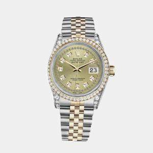 Rolex Customised Champagne Diamond 18K Yellow Gold Stainless Steel Datejust 116233 Automatic Men's Wristwatch 36mm
