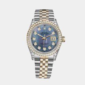 Rolex Customised Tahitian MOP Diamond 18K Yellow Gold Stainless Steel Datejust 116233 Automatic Men's Wristwatch 36mm
