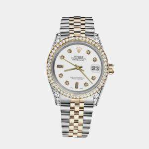 Rolex Customised White Diamond 18K Yellow Gold Stainless Steel Datejust 116233 Automatic Men's Wristwatch 36mm