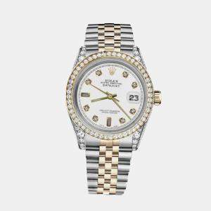 Rolex Customised White Diamond 18K Yellow Gold Stainless Steel Datejust 116233 Automatic Men's Wristwatch 36mm