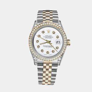 Rolex Customised White Diamond 18K Yellow Gold Stainless Steel Datejust 116233 Automatic Men's Wristwatch 36mm