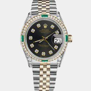 Rolex Customised Chocolate Diamond 18K Yellow Gold Stainless Steel Datejust 16013 Automatic Men's Wristwatch 36mm