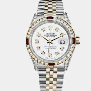 Rolex Customised White Diamond 18K Yellow Gold Stainless Steel Datejust 16013 Automatic Men's Wristwatch 36mm