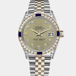 Rolex Customised Champagne Diamond 18K Yellow Gold Stainless Steel Datejust 16013 Automatic Men's Wristwatch 36mm
