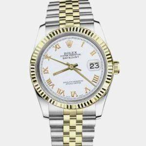 Rolex Customised White Diamond 18K Yellow Gold Datejust 16013 Automatic Men's Wristwatch 36mm